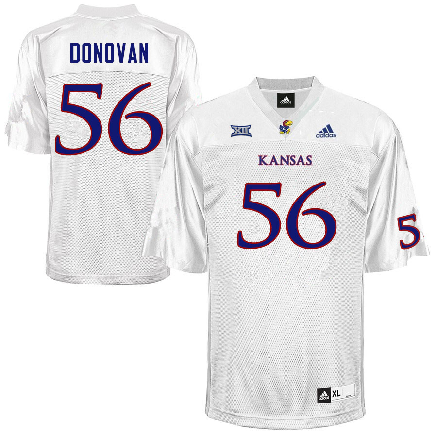 Men #56 Josh Donovan Kansas Jayhawks College Football Jerseys Sale-White - Click Image to Close